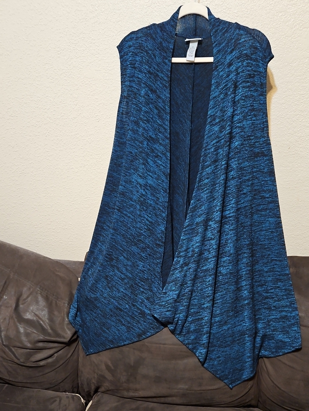 Catherines Blue Marled Open Drape Sweater Vest